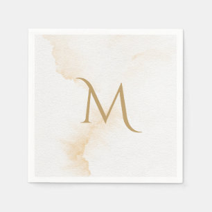 Serviette En Papier Élégant Mariage d'aquarelle de Monogramme rustique