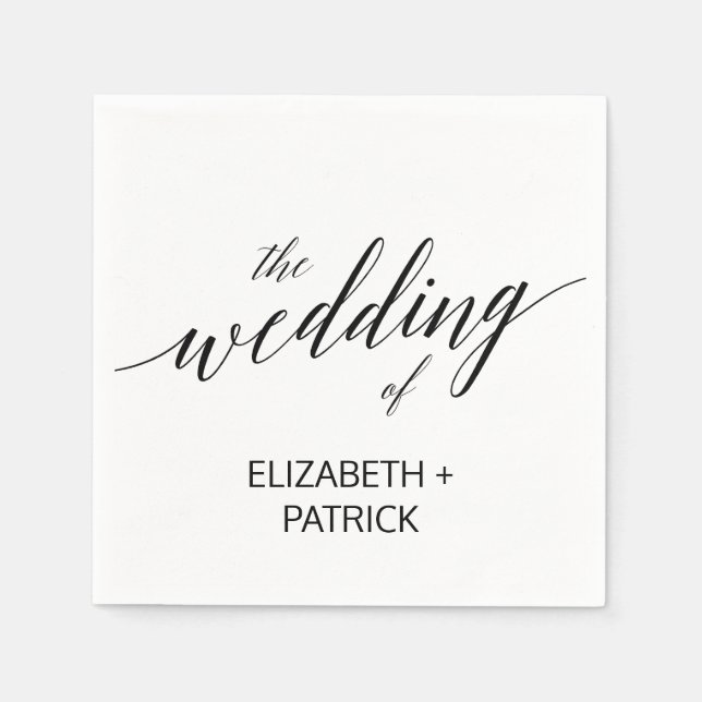 Serviette En Papier Élégant Mariage de calligraphie noire (Devant)