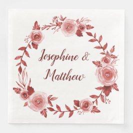 Serviette En Papier Élégant Mariage de couronne Rose de Bourgogne