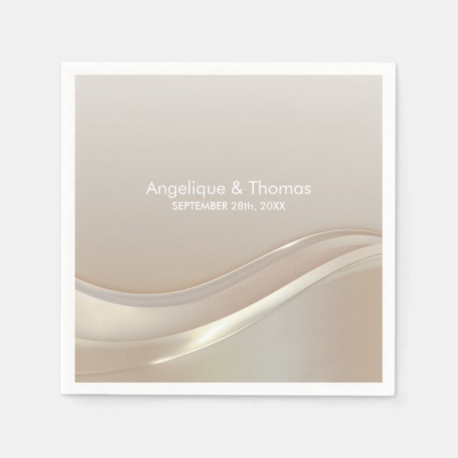 Serviette En Papier Élégant Mariage de crème (Devant)