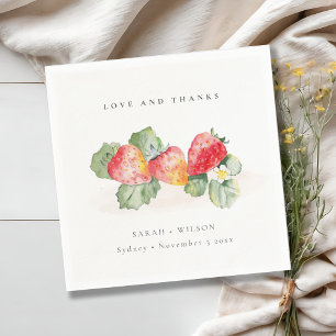 Serviette En Papier Élégant Mariage de feuillage de fraise rouge migno