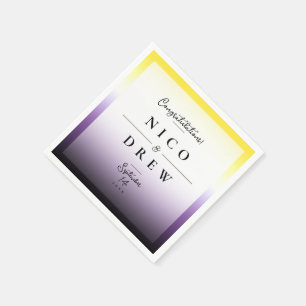 Serviette En Papier Élégant Mariage de fierté non binaire