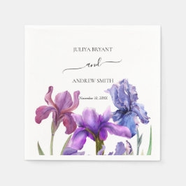Serviette En Papier Élégant mariage de fleur Iris