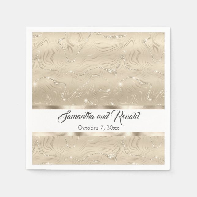Serviette En Papier Élégant Mariage de foulées d'or Sandy (Devant)