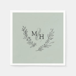 Serviette En Papier Élégant Mariage de la couronne de monogramme