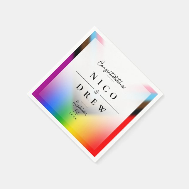 Serviette En Papier Élégant Mariage de la fierté de progrès LGBTQ+ (Coin)