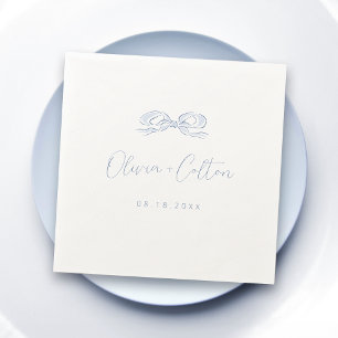 Serviette En Papier Élégant Mariage de mâchoire bleu Dusty