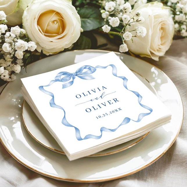 Serviette En Papier Élégant Mariage de mâchoire bleu Dusty (Créateur téléchargé)