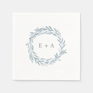 Serviette En Papier Élégant Mariage de monogramme de courroie bleu