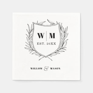 Serviette En Papier Élégant Mariage de monogramme de crête