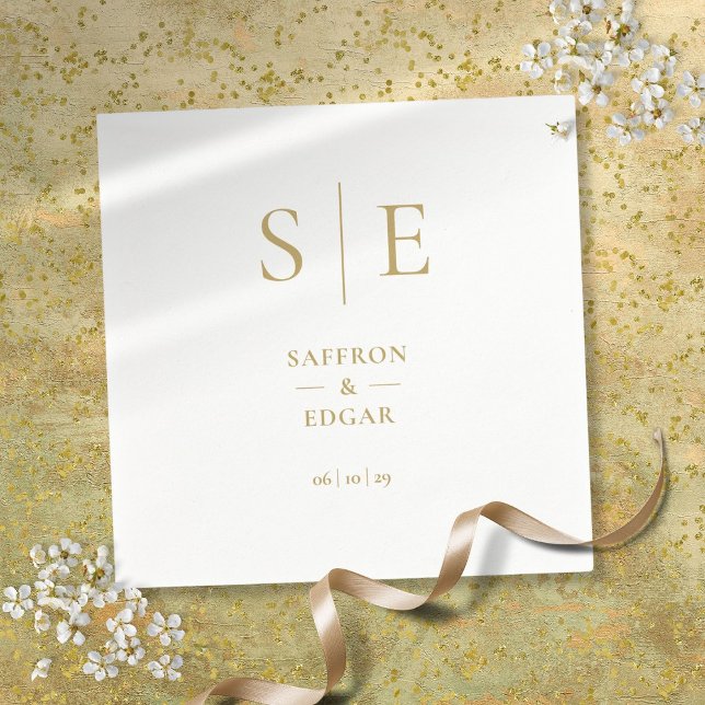 Serviette En Papier Élégant Mariage de Monogramme Or Moderne (Elegant Modern Gold Monogram Wedding Napkins)