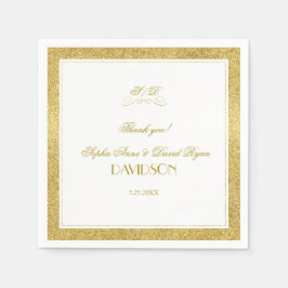 Serviette En Papier Elégant Mariage de soirée Gold et White