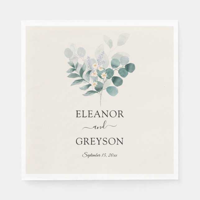 Serviette En Papier Elégant mariage de verdure (Devant)