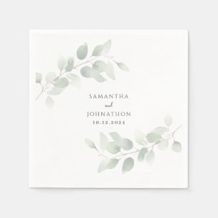 Serviette En Papier Elégant Mariage de verdure Eucalyptus