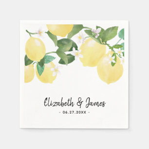 Serviette En Papier Élégant Mariage d'été de citron rustique