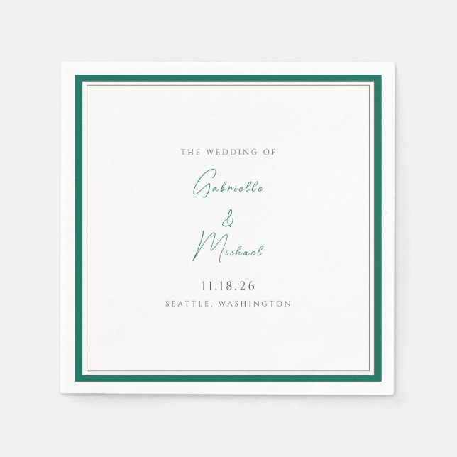 Serviette En Papier Élégant Mariage Emerald Green Serviettes (Devant)