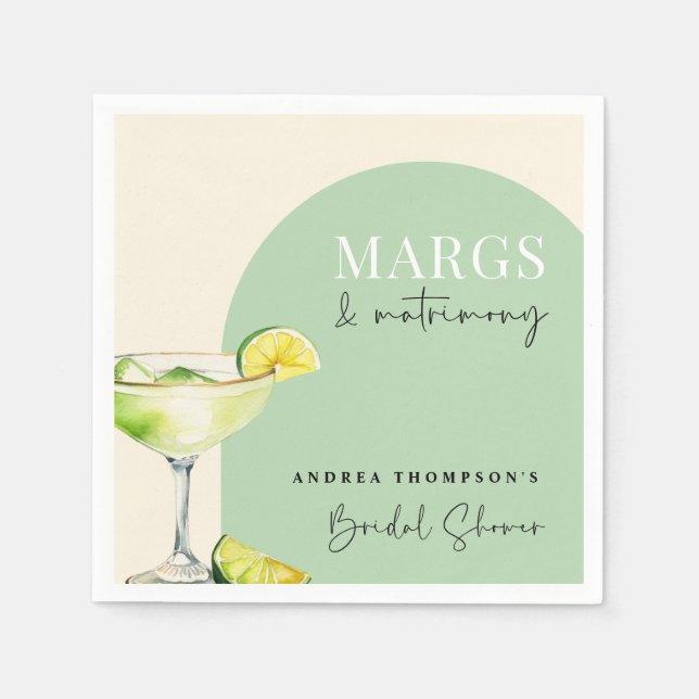 Serviette En Papier Élégant Mariage et Margs Shower de Mariée (Devant)