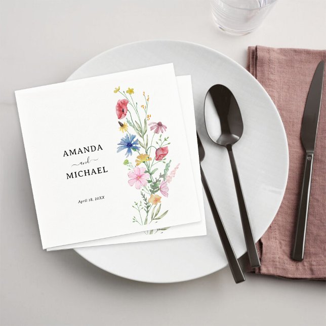 Serviette En Papier Élégant Mariage Fleur sauvage (Créateur téléchargé)
