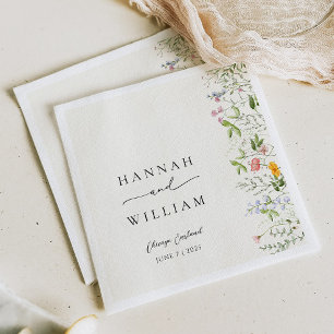 Serviette En Papier Élégant Mariage Fleur sauvage de jardin