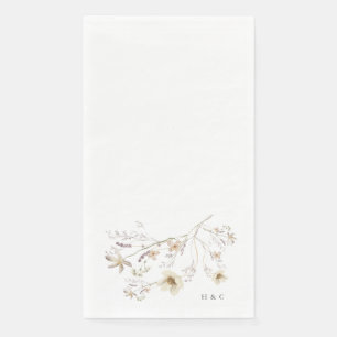 Serviette En Papier Élégant Mariage Fleur sauvage de monogramme de pri