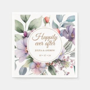 Serviette En Papier Elégant mariage floral aquarelle