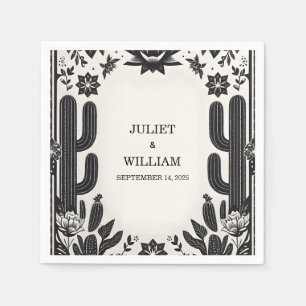 Serviette En Papier Élégant Mariage Floral de Fiesta Cactus