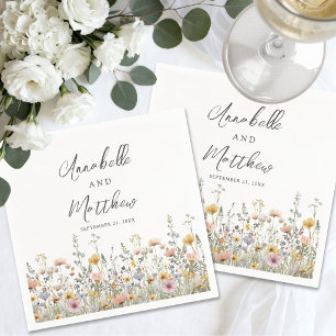 Serviette En Papier Élégant Mariage Floral de Fleurs Sauvages