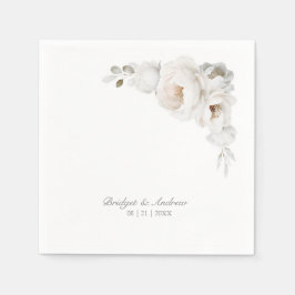 Serviette En Papier Élégant Mariage floral rose blanche