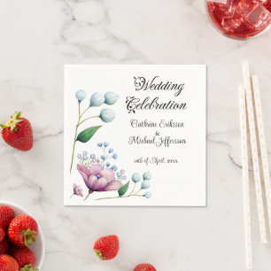 Serviette En Papier Élégant Mariage Floral Soft Botanical Romance
