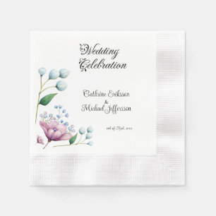 Serviette En Papier Élégant Mariage Floral Soft Botanical Romance