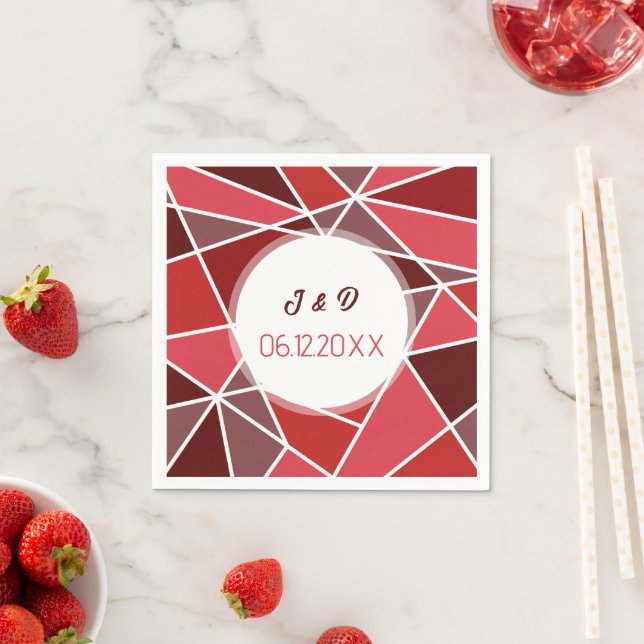 Serviette En Papier Élégant Mariage géométrique (En situation)