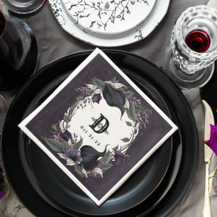 Serviette En Papier Élégant Mariage gothique monogramme