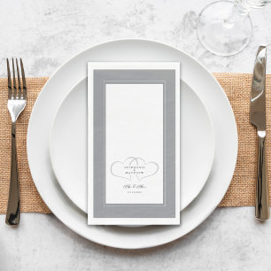 Serviette En Papier Élégant mariage gris blanc M. & Mme Cœurs chics