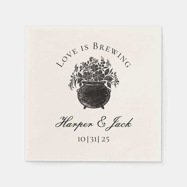 Serviette En Papier Élégant Mariage Halloween serviettes personnalisée (Devant)