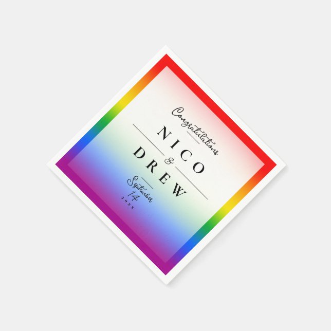 Serviette En Papier Élégant Mariage LGBTQ+ Pride (Coin)