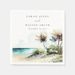 Serviette En Papier Elégant Mariage marin de la plage de Palm Plage Du