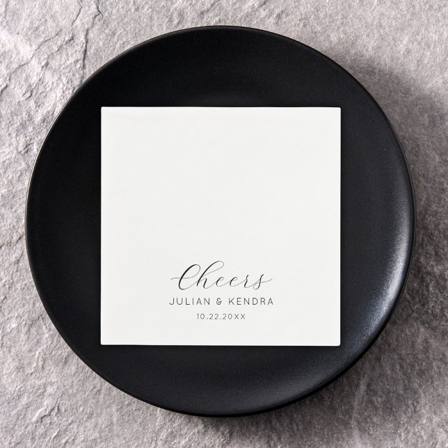 Serviette En Papier Élégant Mariage moderne noir et blanc (Créateur téléchargé)