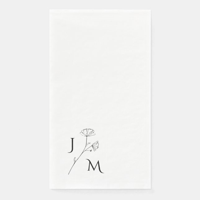 Serviette En Papier Élégant Mariage Monogramme moderne (Devant)