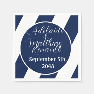 Serviette En Papier Élégant Mariage Nautique trié - Bleu Marine, Blanc