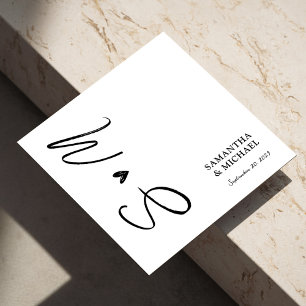 Serviette En Papier Élégant Mariage noir et blanc