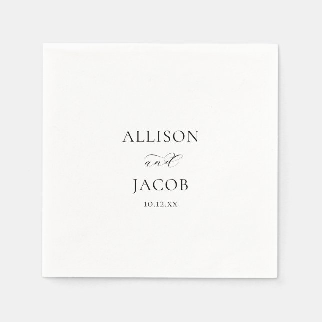 Serviette En Papier Élégant Mariage noir et blanc (Devant)