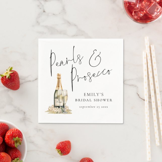 Serviette En Papier Élégant mariage perles et prosecco (En situation)