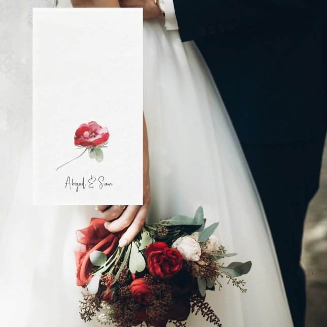 Serviette En Papier Élégant Mariage personnalisé de la tige rouge flor (Créateur téléchargé)