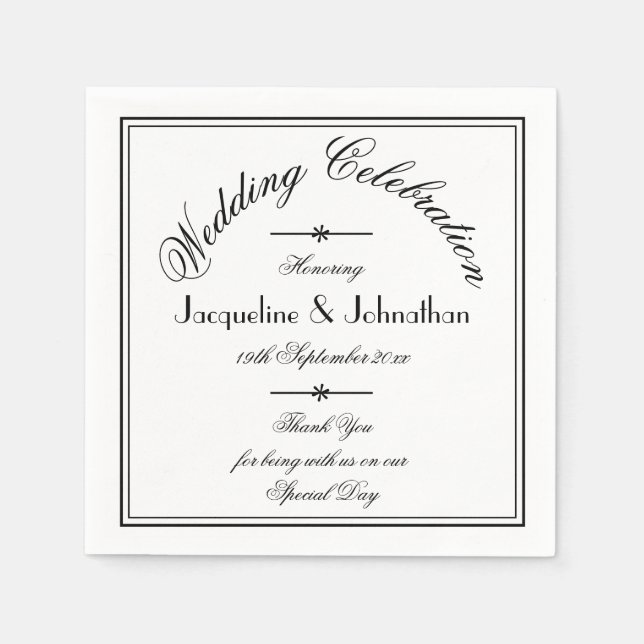 Serviette En Papier Élégant mariage personnalisé Merci papier Mariage (Devant)