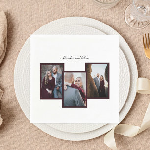 Serviette En Papier Élégant mariage photo Collage personnalisé 3 photo