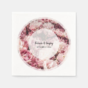 Serviette En Papier Élégant Mariage Pink Peonies
