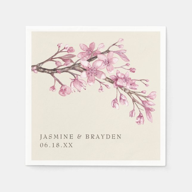 Serviette En Papier Élégant Mariage rose (Devant)