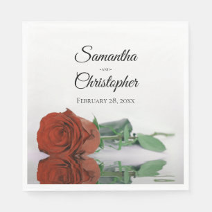Serviette En Papier Élégant Mariage Rose orange de rouille à longue ti