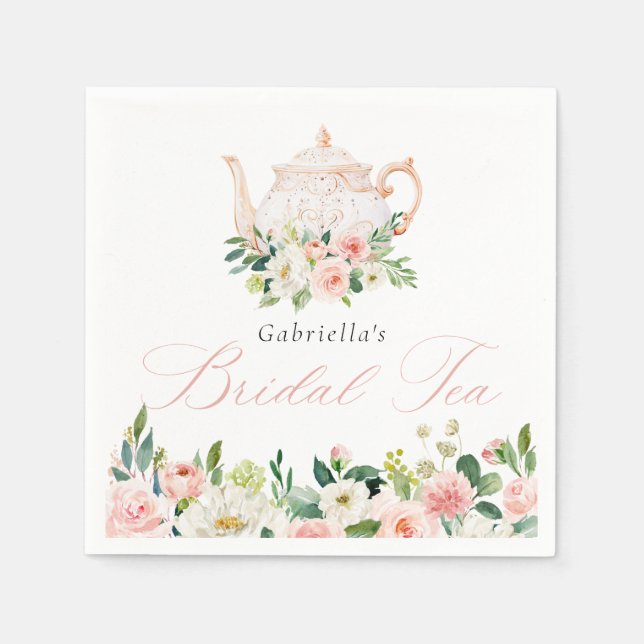 Serviette En Papier Elégant Mariage Rose Thé Shower de Mariage (Devant)
