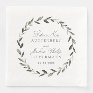 Serviette En Papier Élégant Mariage traditionnel de serrure d'olive